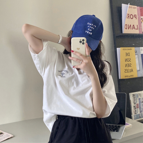 Summer Korean student loose short sleeve half sleeve medium long T-shirt women's ins fashion Harajuku style