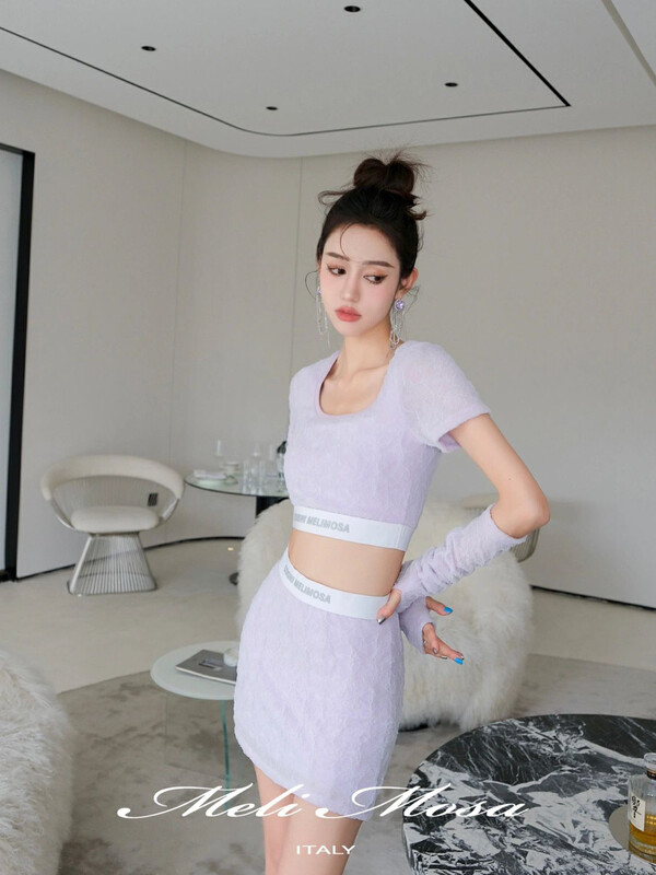 [Alala emelia] fashion texture Sleeve Top Skirt Set (with sleeve) t1729# jhy