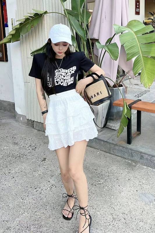 [toko.z] elastic waist cake lotus leaf skirt 22232# zxl