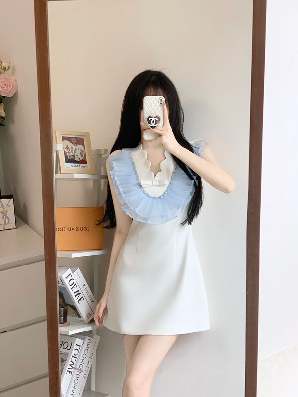[Alala emelia] Organza lace A-type wavy edge dress l1856a# jhy