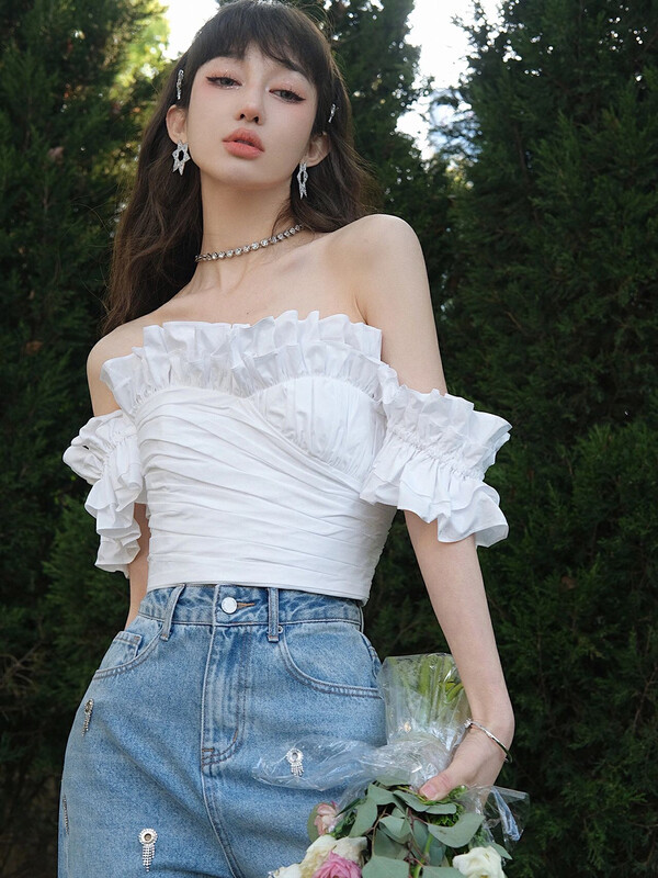 [Alala emelia] niche design heavy industry bra pleated shirt s1721# JJ