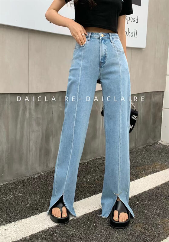 [buyer Yan Xuan Dai Jia'er] Korean style pants with split hem and versatile jeans 90922# Cl