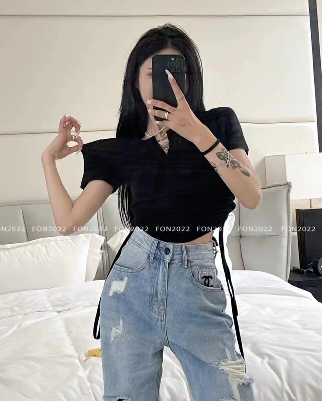 [toko.z] drawstring design fashion short sleeve T-shirt 2222-1# zxl