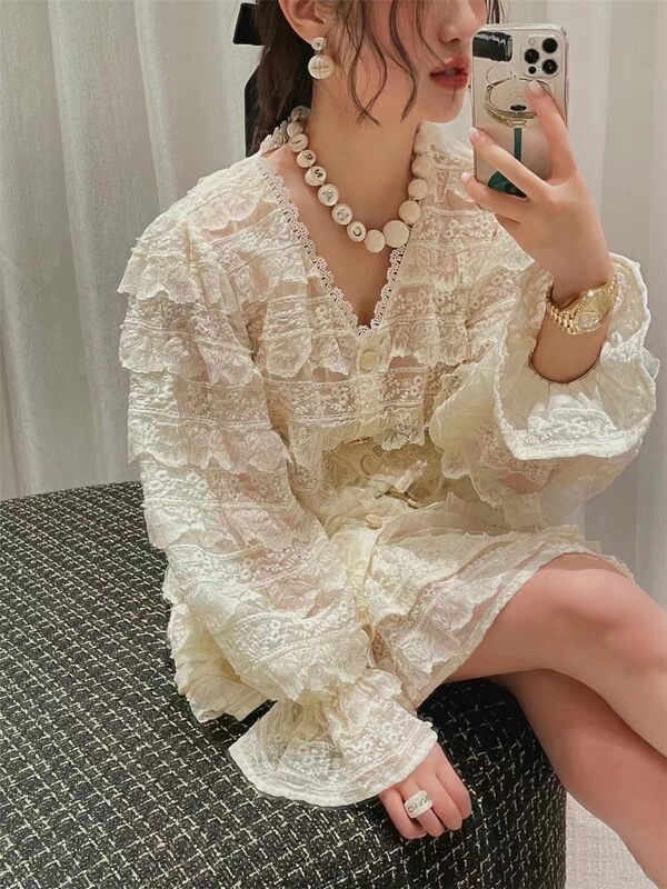 [MS studio] fashion shirt + age reducing skirt two piece set 5142# PCZ