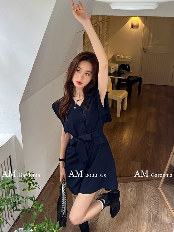 [am Gardenia] Korean style bag buckle thin Jumpsuit (with waist rope) 3818# zxx