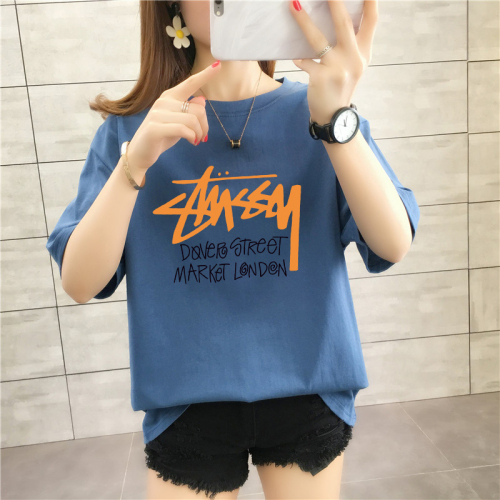 100% combed cotton 2022 loose oversized medium and long summer clothes new cotton round neck short sleeve T-shirt women