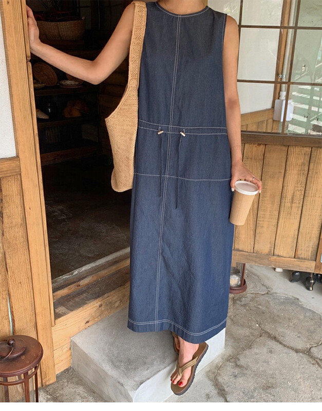 [baerman] Korean Chic French retro thin line vest dress 8582 \hbx