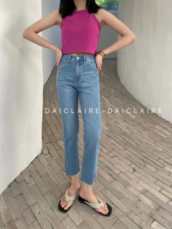 [buyer Yan Xuan Dai Jia'er] Korean split leg ins jeans f90891# Cl