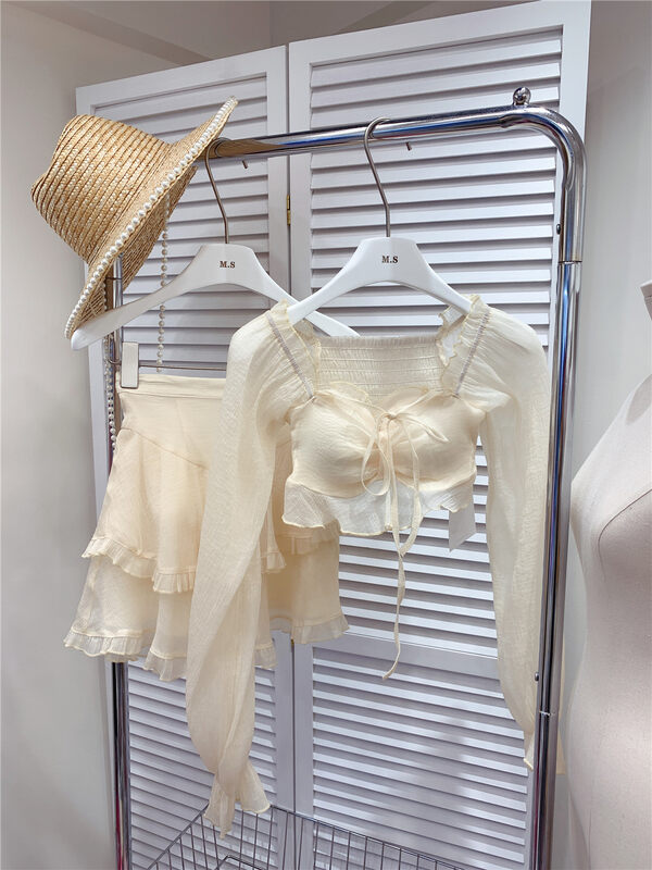[MS studio] square neck small sexy western style blouse + high waist age reducing skirt set 757# PCZ