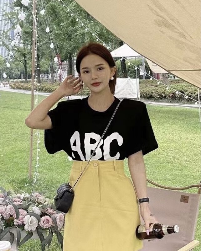 [toko.z] lettered print Pullover short sleeve T-shirt 22191# zxl