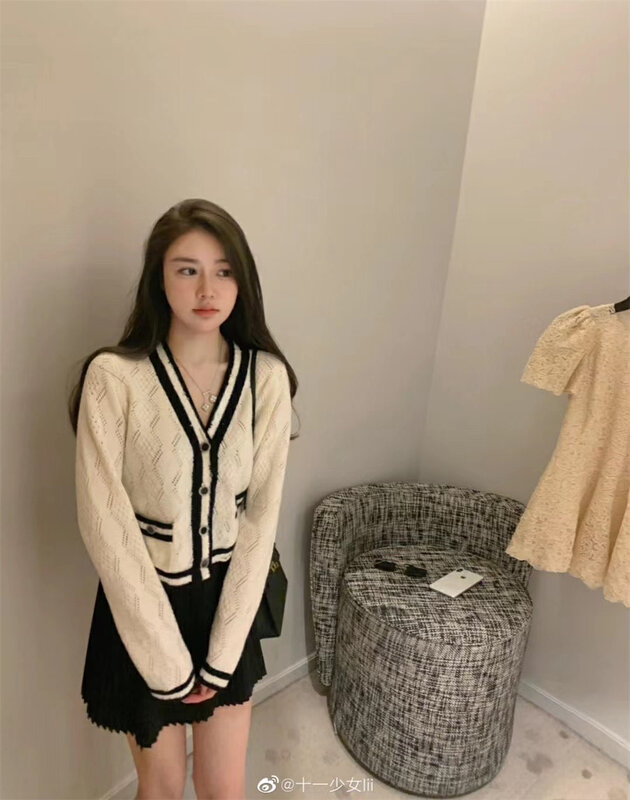New year in early spring! [MS studio] V-neck single breasted pocket knitted cardigan 09016# PCZ