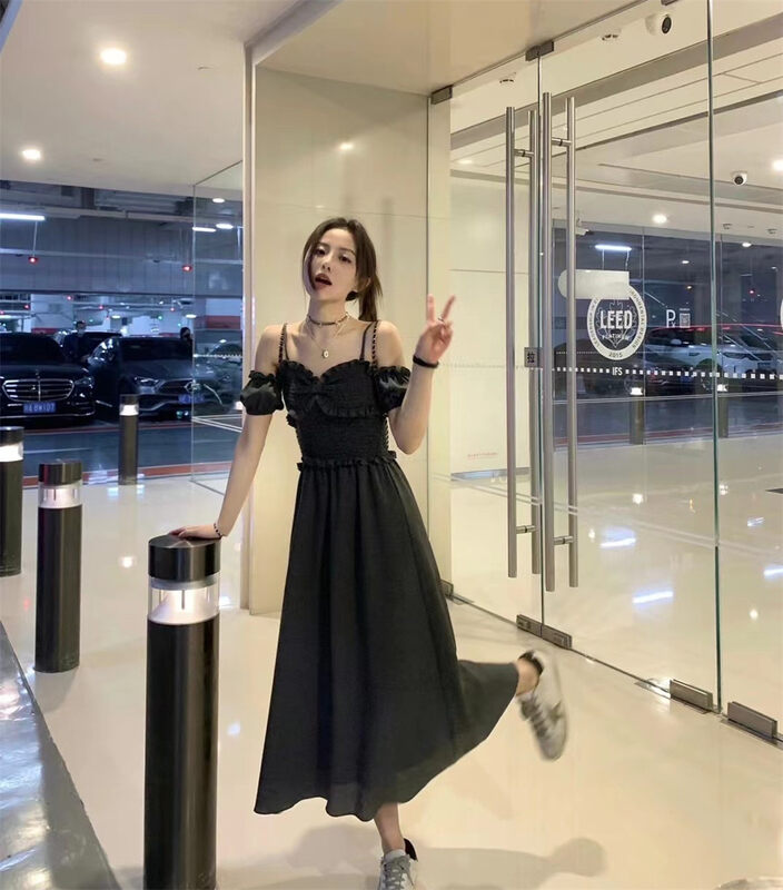 [MS studio] pure wind pressure pleated suspender dress 92101# PCZ
