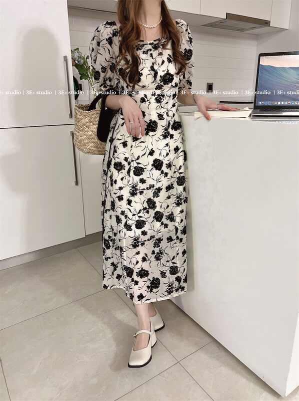 Original price 77.83! [3e+] French Vintage Floral lady dress e98928 \ll