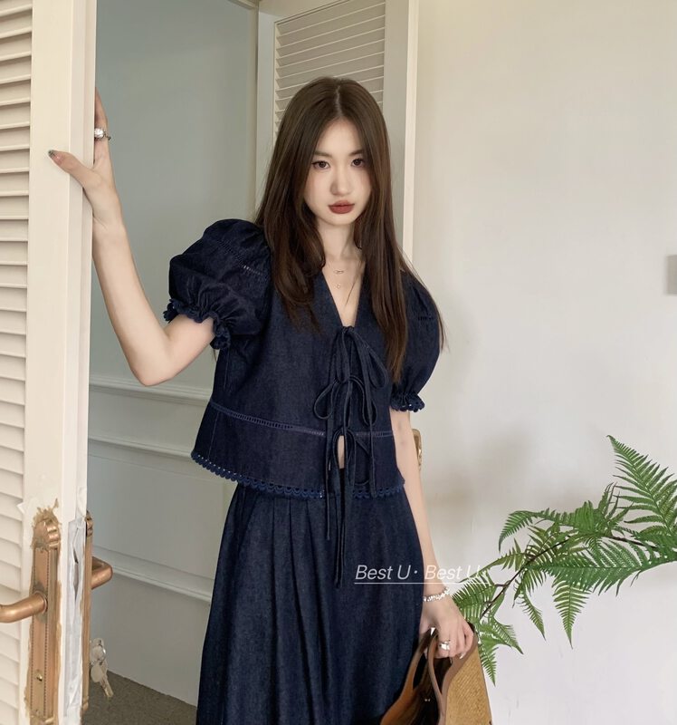 [best u] Korean style skirt with hollow hem 60135# LSW