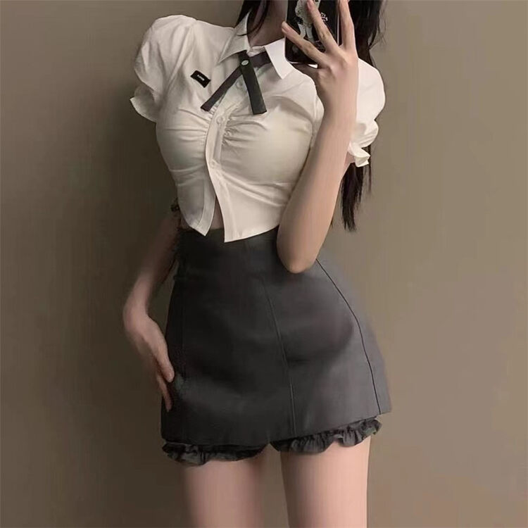[MS studio] high waist solid color pleated skirt pants (only skirt pants) 99520# PCZ