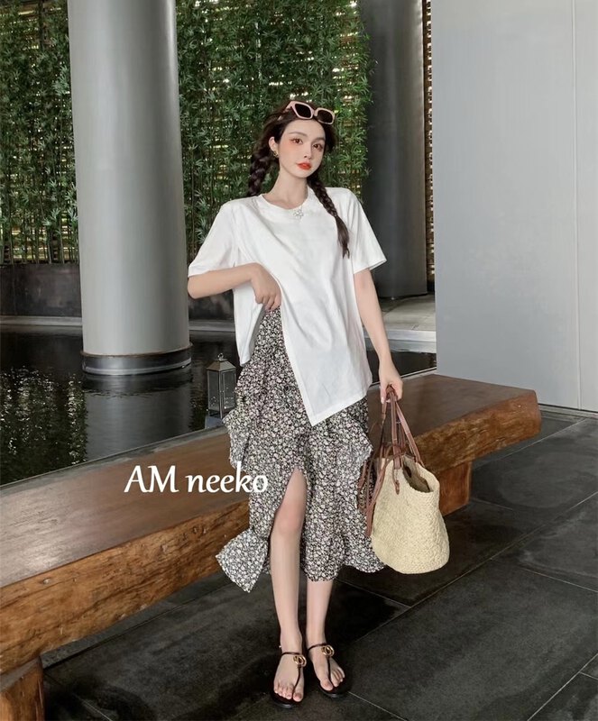 The original price is 98.99! [neeko] elastic waist versatile floral skirt 3310# zxx