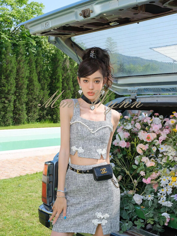 [Alala emelia] Chinese buckle design nail bead skirt set t1796