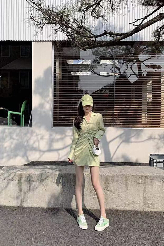 Original price 77.83! [baerman] fashionable pleated shirt dress 12121# HBx