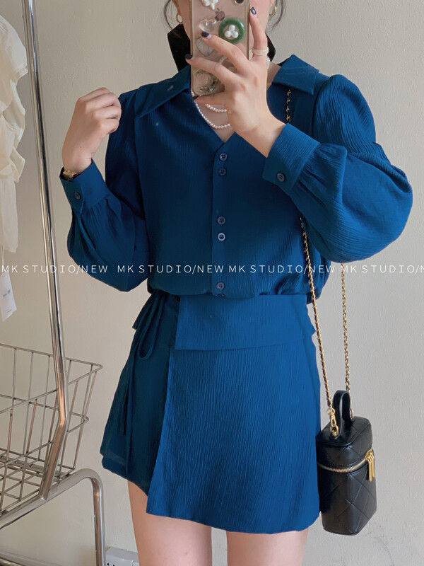 [MK] simple and fashionable shirt + slim casual pants set 3338# hjy