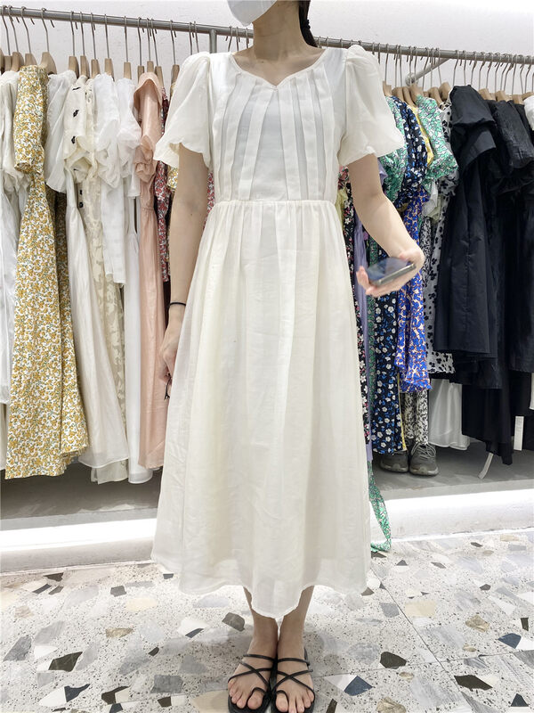 [miss Jiao] solid color Pleated Dress 3778 \cls