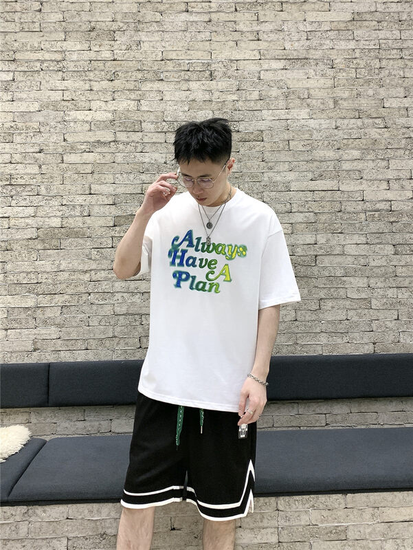 [Binli] round neck versatile printed short sleeve T-shirt j388# ZZL
