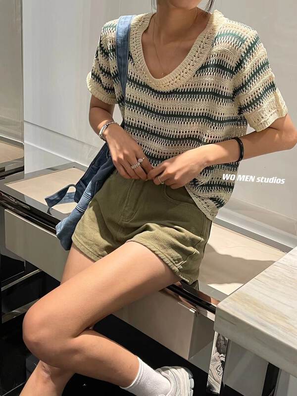 [women] Korean striped versatile sweater 5257# zxl
