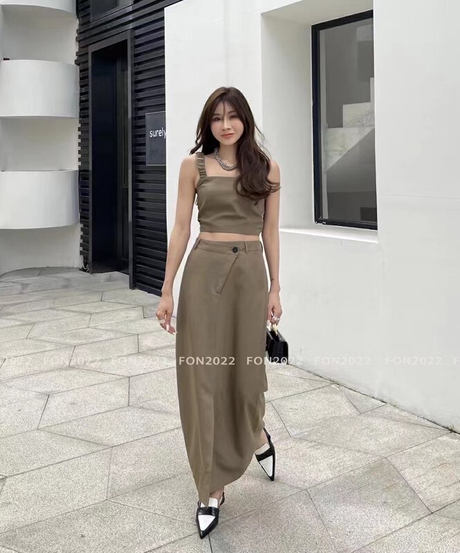 [toko.z] simple suspender Vest + temperament slim skirt suit 22235# zxl