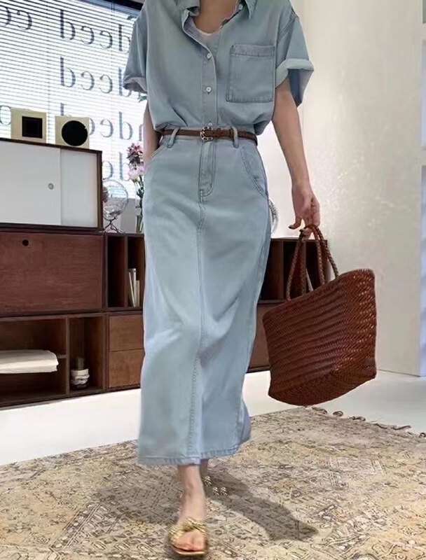 [MS studio] solid color high waist versatile skirt (only selling skirt) 99515# PCZ