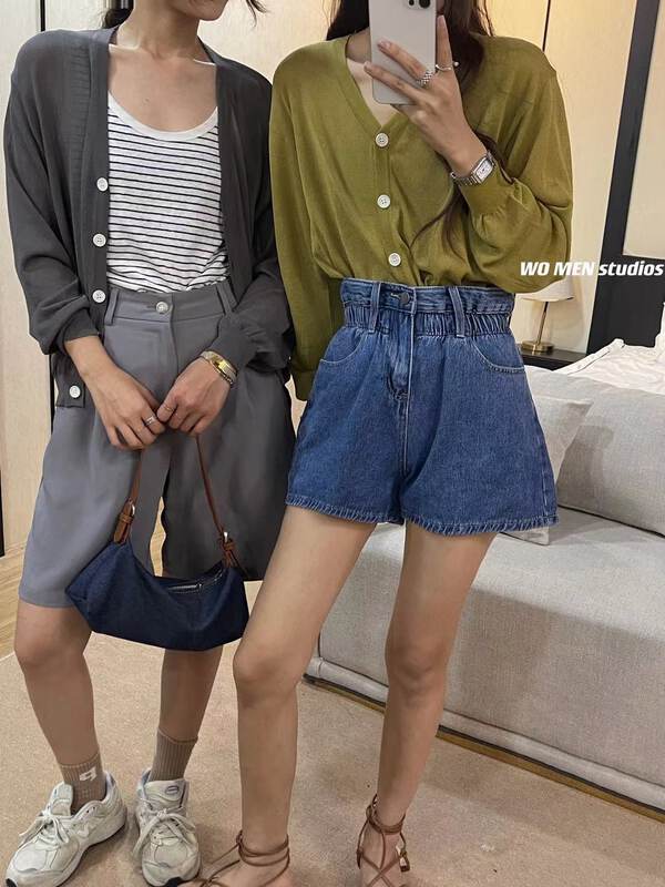 [women] Korean casual High Waist Wide Leg Denim Shorts 5157# zxl