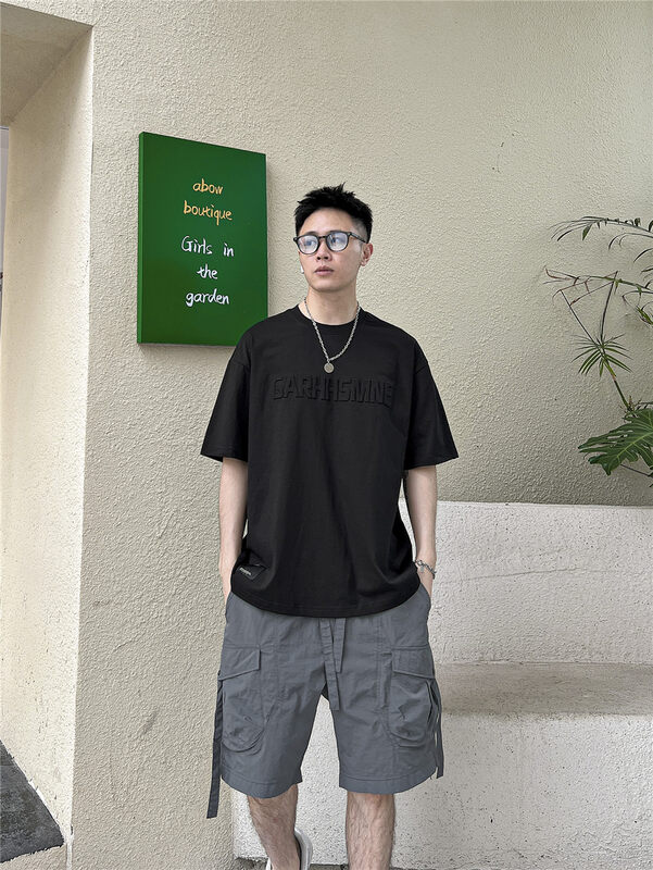 [Binli] letter embroidery Pullover short sleeve T-shirt j396\zzl