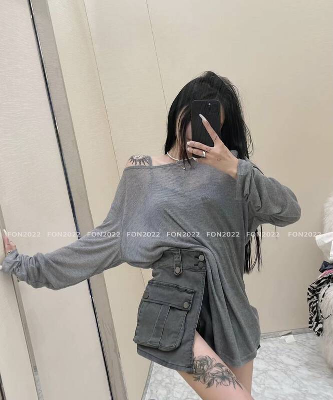 [toko.z] Korean loose long sleeve T-shirt + simple suspender vest set 22271 \zxl