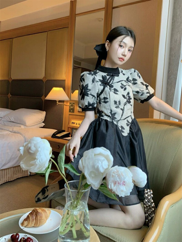 [Alala emelia] national style cheongsam style patchwork dress dress l1799