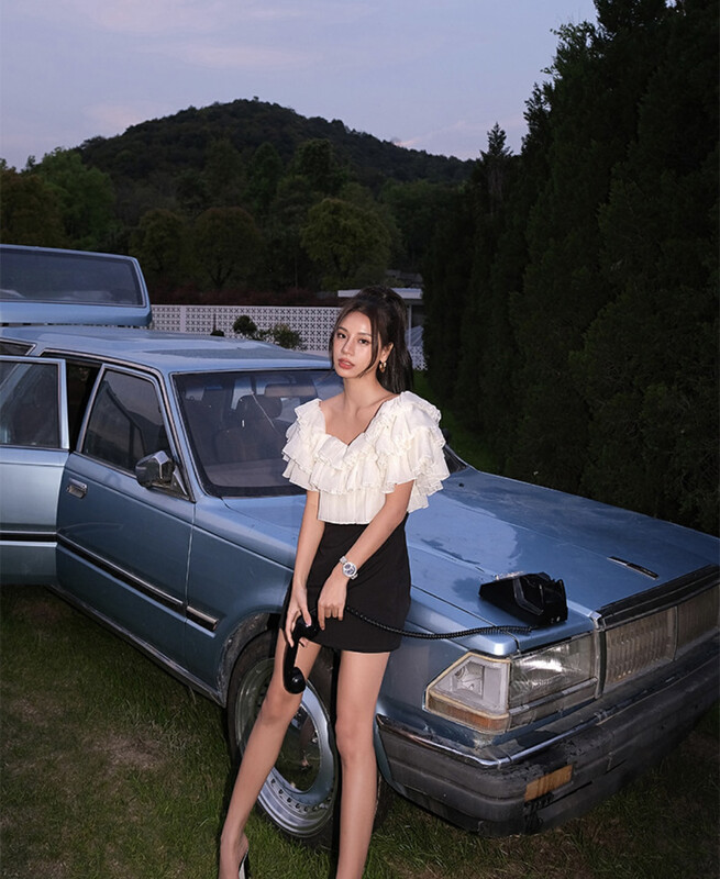[Alala] ruffled off shoulder dress l167035; JJ