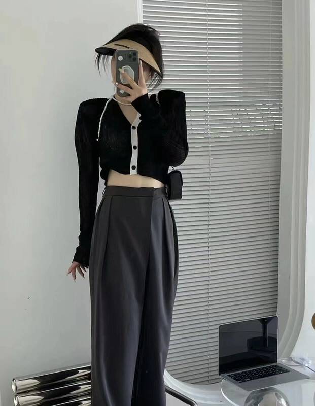 [toko.z] color blocked V-neck Korean knitted cardigan ys1-2218# zxl