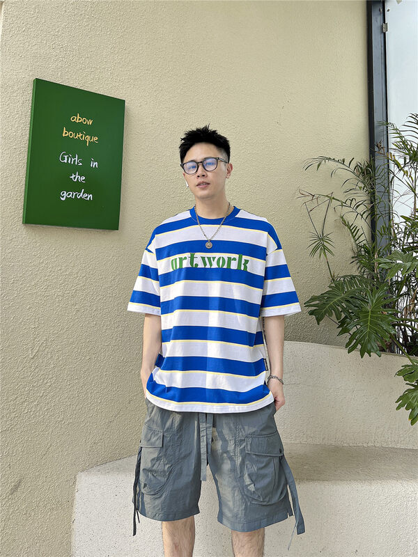 [Binli] lettered print Pullover short sleeve T-shirt j399# ZZL