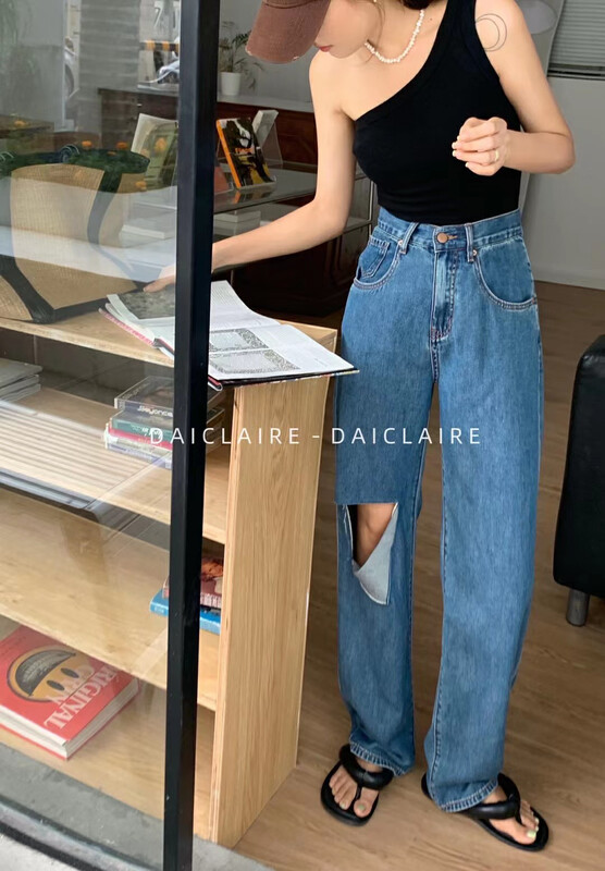 [buyer Yan Xuan Dai Jia'er] Korean version of versatile casual torn jeans ys1-90936# Cl