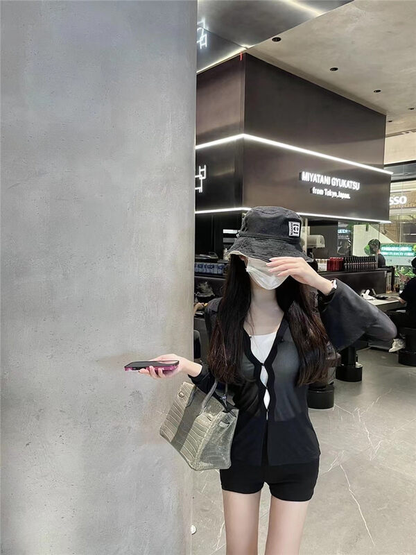 [MS studio] Korean version of simple and versatile thin mesh sunscreen shirt 9244# PCZ