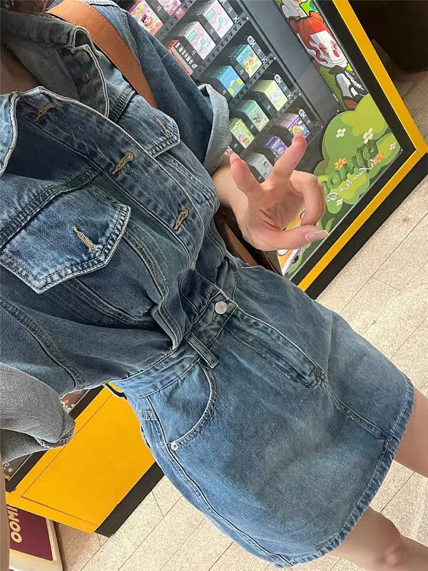 [women] Korean fashion casual denim dress 5139# zxl