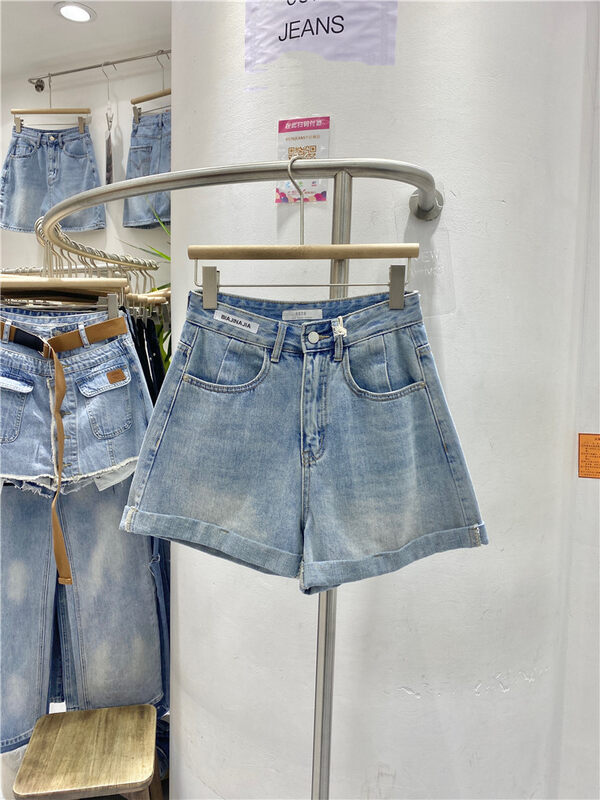 [0576jeans] Korean hemmed and versatile comfortable denim shorts 8017# zxx