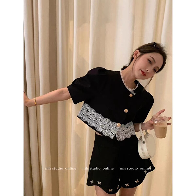 [Alala emelia] celebrity xiaoxiangfeng lace patchwork blouse s1730