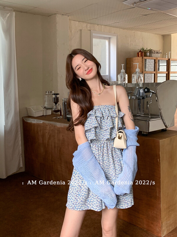 [am Gardenia] Korean style knitted cardigan + floral waist Jumpsuit 3699 # zxx