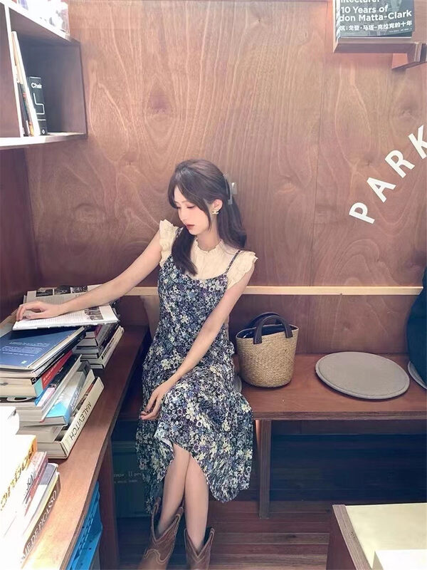 [MS studio] Korean floral loose suspender dress (excluding interior) 99479# PCZ