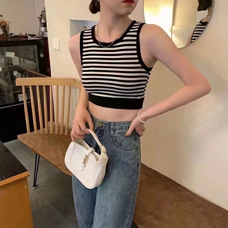 [women] STRIPED FASHION versatile vest / sling 3775 \zxl