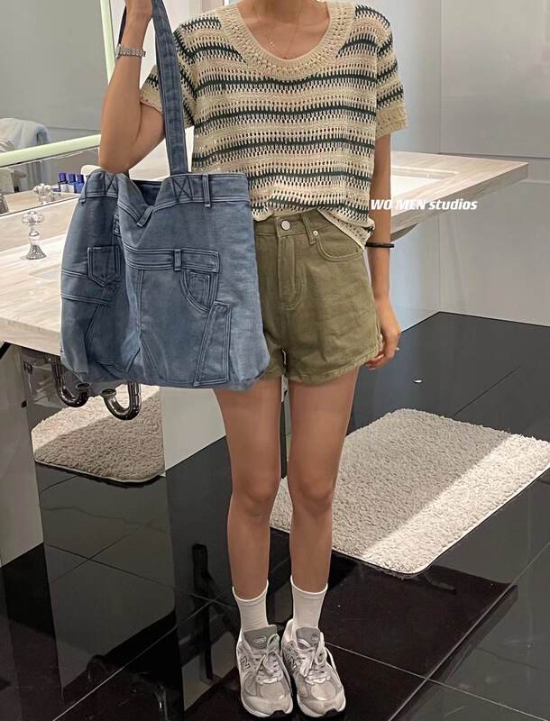 [women] Korean version simple and versatile denim shorts 5265# zxl