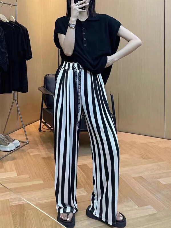 [ff.studio] striped loose fit casual pants 7712# ozq