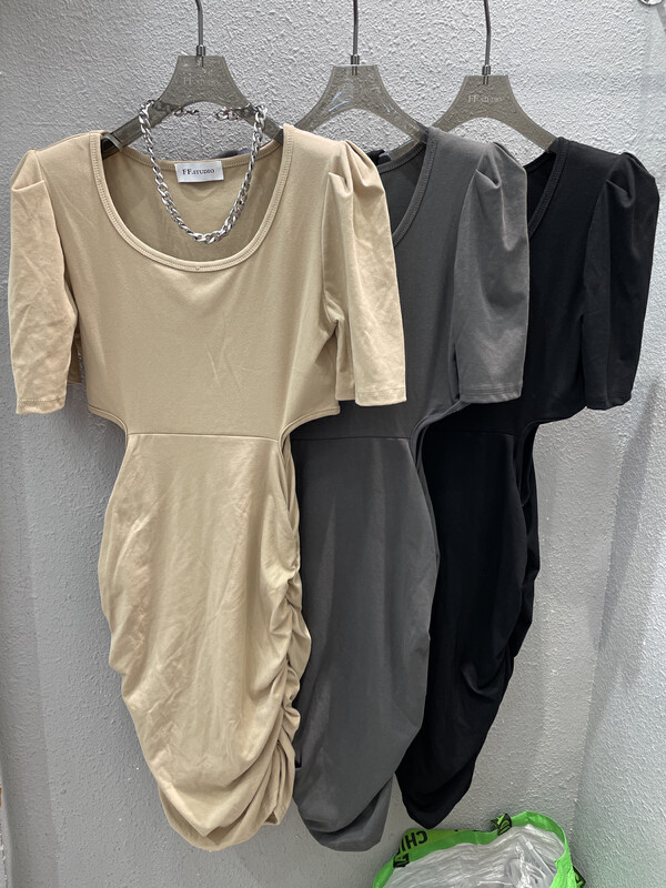 [ff.studio] French temperament sexy waist revealing pleated design Hip Wrap Dress 6518# ozq