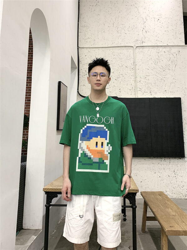 [Binli] round neck versatile printed Casual Short Sleeve T-shirt j381# ZZL