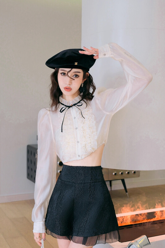 [Alala emelia] design sense sunscreen French collar shirt s1299-1 \jhy