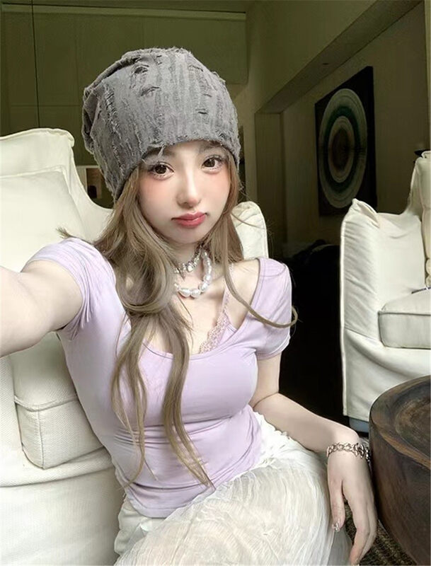 [MS studio] pure wind vacation two short sleeved T-shirts with breast pads 9262# PCZ