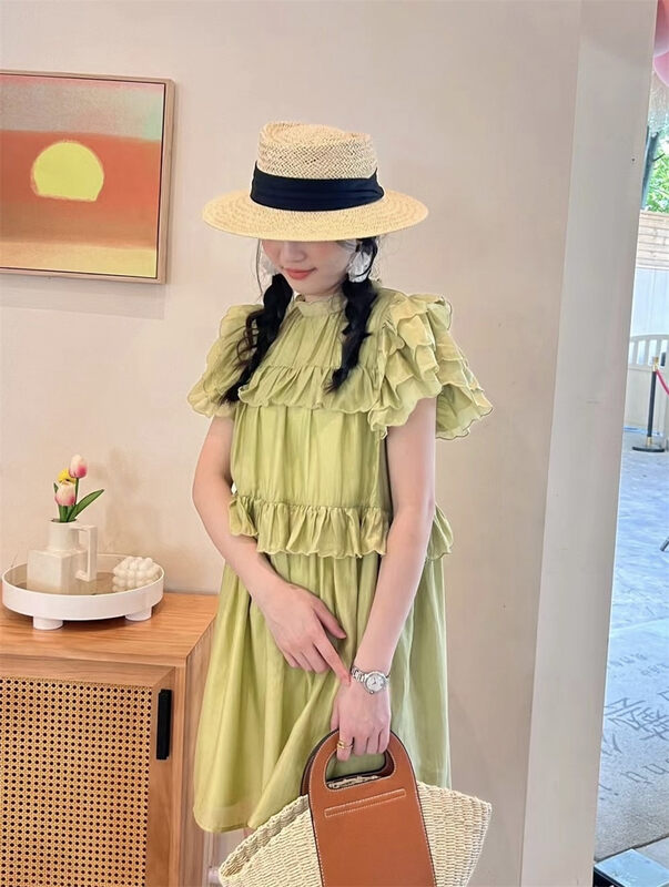 [miss Jiao] fresh round neck loose dress 3801# JJ